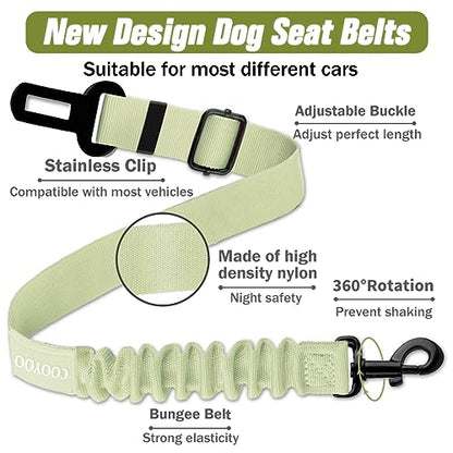 Dog Seat Belt,3 Piece Set Retractable Dog Car Adjustable Seatbelts for Vehicle Nylon Pet Safety Heavy Duty & Elastic & Durable Car Harness for Dogs - color: Set 11-Black+Light Green