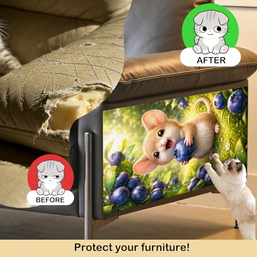 Cat Scratch Pad 15.3x23.6 Inches Polyester Synthetic Fiber, Cute Mouse & Blueberries Print, wall cat Scratcher, Scratching mat, Home Decor, Kitchen, Pantry (2pcs) - color: TT21437-2pcs