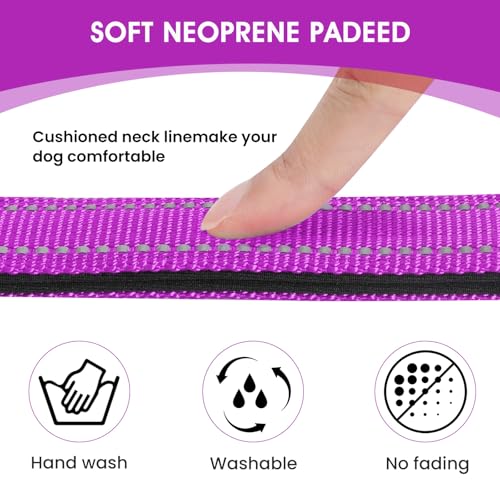 Reflective Dog Collar Padded with Soft Neoprene Breathable Quick Release Basic Dog Collars for Puppy Small Dogs Dark Magenta - color: Dark Magenta, size: S:width 5/8"neck 10.5-16"