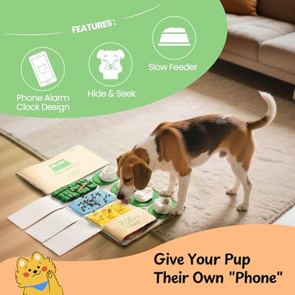 Nocciola Snuffle Mat for Dogs, 28" x 16" Enrichment Puzzle Toy - Phone Alarm Clock Design, Slow Feeder & Mental Stimulation, Perfect for Small, Medium, & Large Dogs, Hide and Seek Dog Toy