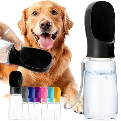 Mr. Pen- Portable Dog Water Bottle, 19 oz, Large, Leak Proof Puppy Water Dispenser with Drinking Feeder for Pets, Outdoor Walking, Hiking, Travel, Not Dishwasher Safe - color: Black