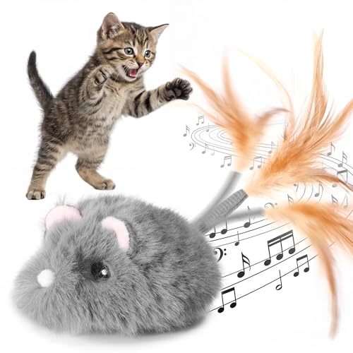 Moving Cat Toy Cat Mouse Toy with Automatically Wagging Tail Plush Mouse Toys for Cats 2026 Upgraded Interactive Cat Toy Squeaky Mouse