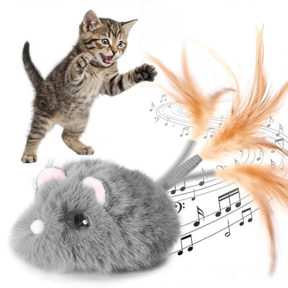 Moving Cat Toy Cat Mouse Toy with Automatically Wagging Tail Plush Mouse Toys for Cats 2026 Upgraded Interactive Cat Toy Squeaky Mouse