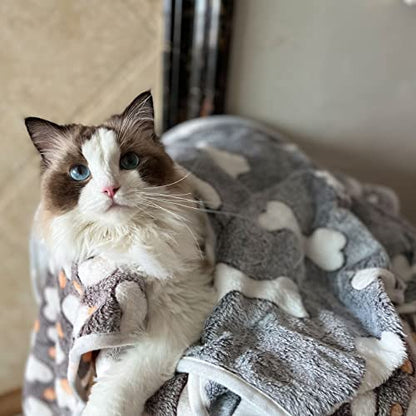 1 Pack 3 Puppy Blankets Super Soft Warm Sleep Mat Grey Cute Print Blanket Fluffy Fleece Pet Blanket Flannel Throw Dog Blankets for Small Dogs Puppy Dogs Fluffy Cats,Bone-Large(40"x30") - color: Bone/Series, size: Large(40"x30")