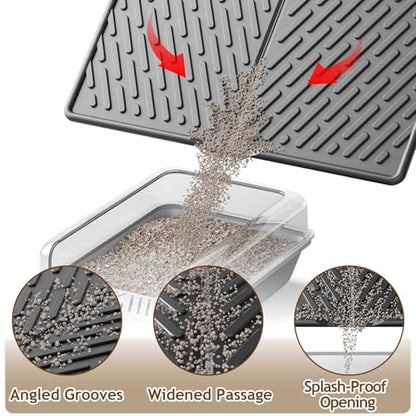 Cat Litter Mat with Grooves & Raised Edge, Urineproof/Waterproof, Foldable, Litter Scattering Control, Easy to Clean & Recycle (24 * 17in-Black-1 Pack) - size: 24*17 IN-Black-1 Pack