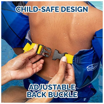 SwimWays DC Batman Swim Trainer, US Coast Guard Approved Life Vest Kids Swim Vest, Arm Floaties & Life Jackets for Kids 33-55 lbs, Batman - color: Swim Trainer