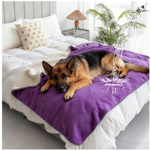 Waterproof Pet Blanket for Bed, Reversible Soft Flannel Love Blanket, Bed Blanket for Couples Washable, Spill-Proof Dog Throw Blanket for Couch, Sofa Protect, Camping,Purple,12"x12" - color: Purple, size: 12"x12"