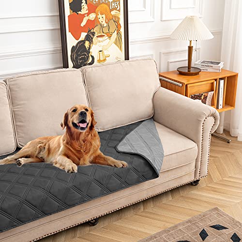 fuguitex Waterproof Dog Blanket Reversible for Small Dogs Resistant Leakproof Washable Couch Cushion Bed Protector Cover for Indoor Furniture Pet Friendly（30"*70",Dark Grey+Grey - color: Darkgrey+grey, size: 30"*70"