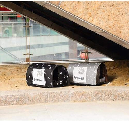 Cat House for Outdoor Cats in Winter, Feral Cat Shelter, Cat House Thickened Weatherproof Foldable, Stray Cats Shelter Rainproof and Sunscreen Oxford (Black, L)
