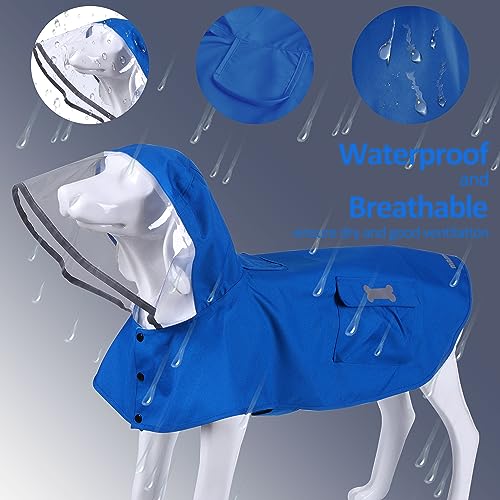 Waterproof Dog Raincoat, Adjustable Reflective Lightweight Pet Rain Clothes with Poncho Hood (X-Small, Blue) - color: Blue, size: X-Small(4-9lb)
