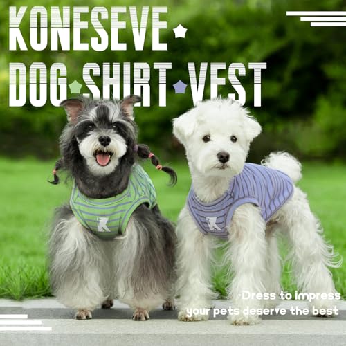 Dog Shirts 2 Pack Breathable Sleeveless Vest, Stretchy & Soft, Purple & Vivid Green, Size M - color: Purple + Vivid Green, size: M-(6~9lb) | Chest(~15.3")