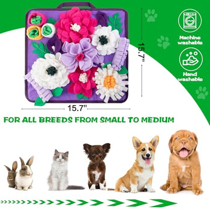 Snuffle Mat for Dogs,Dog Feeding Mat Sniff Mat Interactive Dog Puzzle Mat for Training and Stress Relief Encourages Natural Foraging Skills (Purple) - color: purple