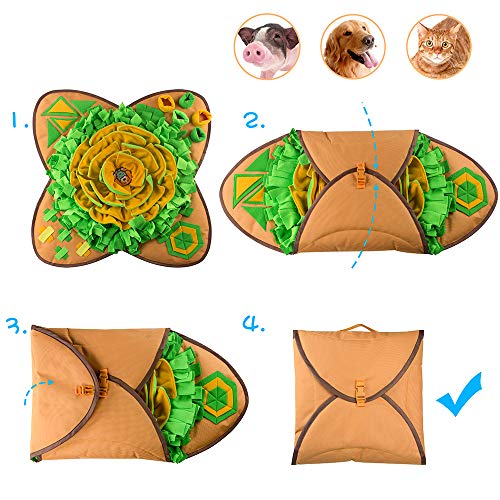 AWOOF Snuffle Mat Pet Dog Feeding Mat, 28''x28'' Interactive Dog Puzzle Toys Encourages Natural Foraging Skills