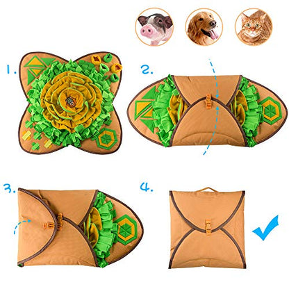 AWOOF Snuffle Mat Pet Dog Feeding Mat, 28''x28'' Interactive Dog Puzzle Toys Encourages Natural Foraging Skills