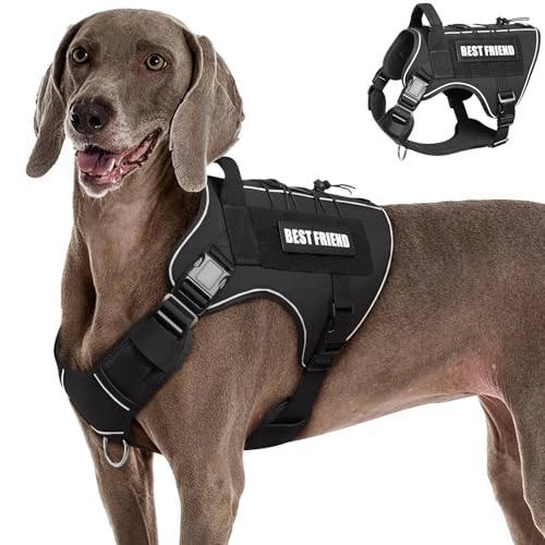 Tactical Dog Harness for Large Dogs,No Pull Military Dog Vest with Handle,Reflective Heavy Duty Pet Harness for K9 Working Walking Hiking Training Black XL - color: Black, size: Extra-Large