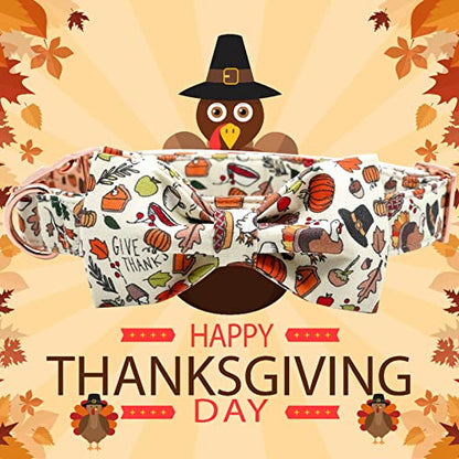 Elegant little tail Dog Collar with Bow - Fall Pet Collar Bow Thanksgiving Turkey Bowtie Girl Boy Pet Collars Soft Adjustable Collars for Small Medium Large Dogs - color: Fall Turkey, size: X-Small (Pack of 1)