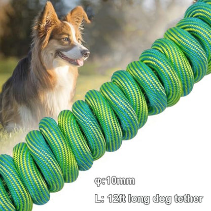 8ft 12ft 20ft 30ft 50ft 75ft Dog Tie-Out Long Tether Rope Leash, Outdoor Yard Leash- Large Medium Small Dogs Training, Playing, Camping, Backyard (Green, 12 Foot) - color: Green, size: 12 Foot
