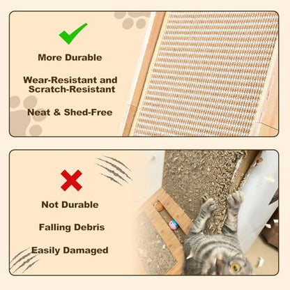 Paceray Cat Scratcher, Sisal Cat Scratcher Ramp, 27 inch L Shape Scratch Pad for Indoor Cats, Wall Furniture Protector(Large)