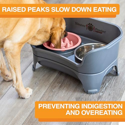 The Niner Slow Feed Bowl - Raised Peaks Slow Down Pets Eating - Fits Elevated Feeders Including Neater Feeder Large Sizes - Gentle on Teeth and Gums - Holds up to 2 Cups (Pink) - color: Pink