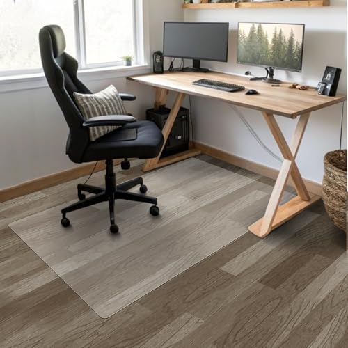 Chair Mat for Hardwood 60"x 36" Large Office Chair Mat for Hardwood Floors Protector Mat for Office Chair Easy Glide Rolling Plastic Clear Desk Computer Chair Mats for Home Offices - size: 36 x 60'' for hard floor