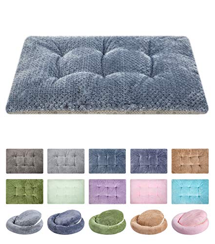 WONDER MIRACLE Fuzzy Deluxe Pet Beds, Super Plush Dog or Cat Beds Ideal for Dog Crates, Machine Wash & Dryer Friendly (15" x 23", S-Dark Blue) - color: S-Dark Blue, size: 15" x 23"