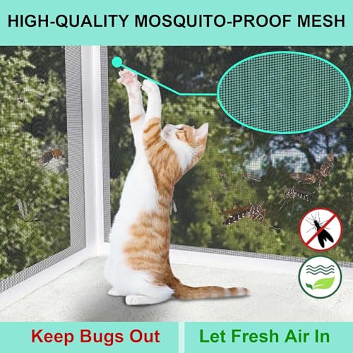 GDLF Winter Cat Window Box – Cat Window Perch Catio with Windproof Cover & Door, Fits 24.3–38.8" Openings (Min Height 16") - size: Fits up to 16"
