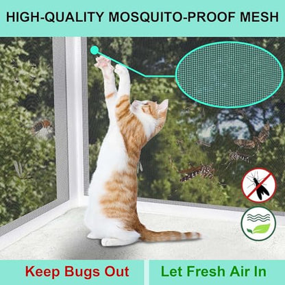 GDLF Winter Cat Window Box – Cat Window Perch Catio with Windproof Cover & Door, Fits 24.3–38.8" Openings (Min Height 16") - size: Fits up to 16"