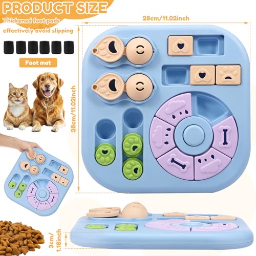 Interactive Dog Puzzle Toys Interactive Treat Dispensing Slow Feeder for Training and Mental Stimulating Dog Enrichment Toys, Dogs Puzzles for Smart Dogs Puppy Cats Pet(Blue) - color: blue