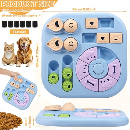 Interactive Dog Puzzle Toys Interactive Treat Dispensing Slow Feeder for Training and Mental Stimulating Dog Enrichment Toys, Dogs Puzzles for Smart Dogs Puppy Cats Pet(Blue) - color: blue
