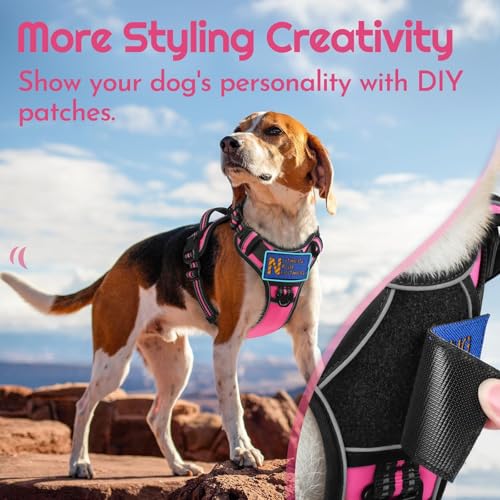 Dog Harness Small Sized, Easy Wearing with 3 Buckles, Adjustable No Pull Pet Harness with 2 Rings for Walking, No Chock Reflective Soft Padded Vest with Control Handle, Pink & Black, S - color: Pink & Black, size: Small