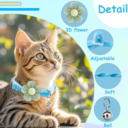 Breakaway Cat Collars with Bells, MUZIEBA Kitten Collar for Girl Boy Adjustable Safety Kitty Collars for Cats Puppy and Small Pets (Blue) - color: Blue