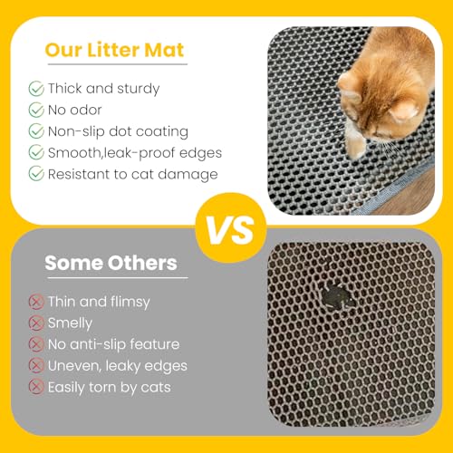 Cat Litter Mat New Size 23.6"x14.6" for Small Spaces, Upgrade Super Waterproof Back Layer Litter Box Mat, Non Slip, Durable, Soft on Paws Kitty Trapping Matt, Gray - color: Gray