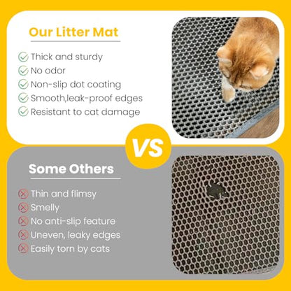 Cat Litter Mat New Size 23.6"x14.6" for Small Spaces, Upgrade Super Waterproof Back Layer Litter Box Mat, Non Slip, Durable, Soft on Paws Kitty Trapping Matt, Gray - color: Gray