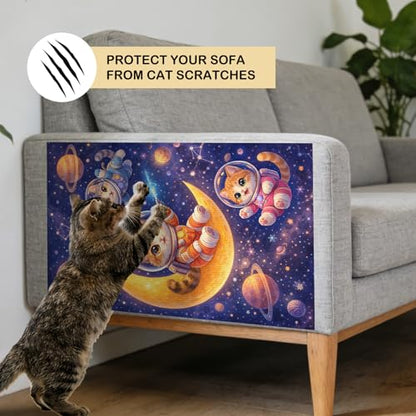 Cat Scratching Mat 15.3x23.6 Inches Polyester Synthetic Fiber, Astronaut Kittens on Moon Print, wall cat Scratcher, Scratch pad, Home Decor, Kids Room, Play Area (2pcs) - color: VE08110-2pcs