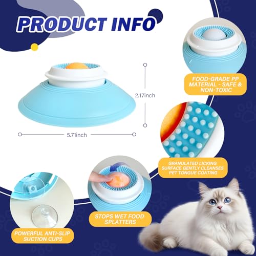 Slow Feeder cat Bowl, Interactive Licking Bowl for Wet & Liquid Food, Cat Puzzle Feeder, Non-Slip Cat Food Bowl for Slow Eating, Anxiety Relief Cat Slow Feeder Bowl （White Ball） - color: White