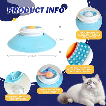 Slow Feeder cat Bowl, Interactive Licking Bowl for Wet & Liquid Food, Cat Puzzle Feeder, Non-Slip Cat Food Bowl for Slow Eating, Anxiety Relief Cat Slow Feeder Bowl （White Ball） - color: White
