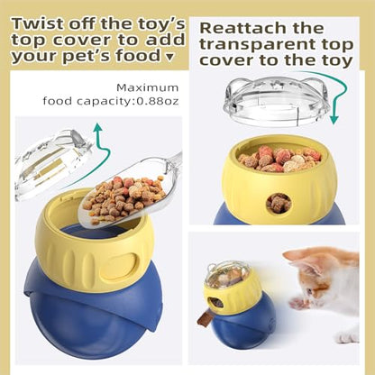 BSISUERM Cat Interactive Toys for Indoor Cats Adjustable Treat Puzzle Food Dispenser Weight Loss Tumbler Slow Feeder Fun Kitty Sliding Rolling Ball Enrichment Toy for Kitten Adult Cats Small Dogs