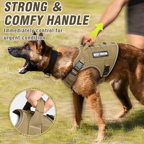 Tactical Dog Harness Small Sized Dog,No Pull Military Dog Vest with Handle,Reflective Heavy Duty Pet Harness for Walking Hiking Training Brown S - color: Brown, size: Small