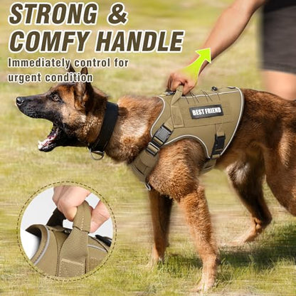 Tactical Dog Harness Small Sized Dog,No Pull Military Dog Vest with Handle,Reflective Heavy Duty Pet Harness for Walking Hiking Training Brown S - color: Brown, size: Small