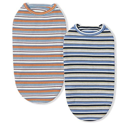 Dog Shirts Vest Cotton Striped T-Shirt, Sleeveless Stretchy Pet Clothes for Small Dogs, 2-Pack Soft Breathable Puppy Tank Top Cat Tee (Small, Blue,Yellow) - color: Blue,Yellow, size: Small