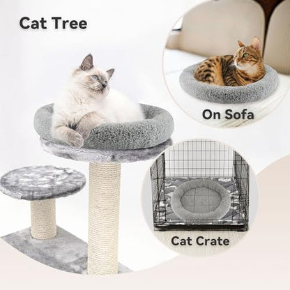 Round Cat Bed Washable Cat Donut Bed with Non-Slip Bottom Comfortable Soft Pet Bed for Cats and Small Dog/Gray （Diameter: 19.5"） - size: Diameter: 19.5"