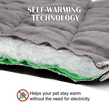 Self Warming Cat Bed Self Heating Cat Mat Thermal Pet Bed Mat Self-Warming Dog Crate Pad - color: Grey, size: 34.6"L x 22.8"W x 0.5"Th
