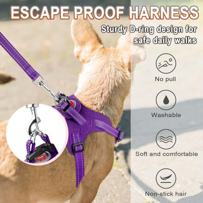 Dog Harness Step in Dog Vest Harness, Reflective Adjustable Puppy No Pull Harness Breathable Soft for Small and Medium Dogs Cats, Purple, XS - color: Purple, size: X-Small