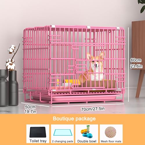 Dog Crate, 2 Doors Folding Mental Wire Dog Cage Training Kennel, with Removable Tray, Suitable for Small and Medium Dogs (Size : 70x50x60cm) - size: 27.5"L x 19.6"W x 23.6"H