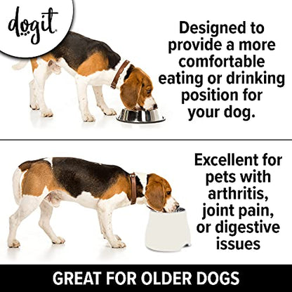 Dogit Elevated Dog Bowl, Stainless Steel Dog Food and Water Bowl for Large Dogs, White, 73753 - color: Off White, size: Large