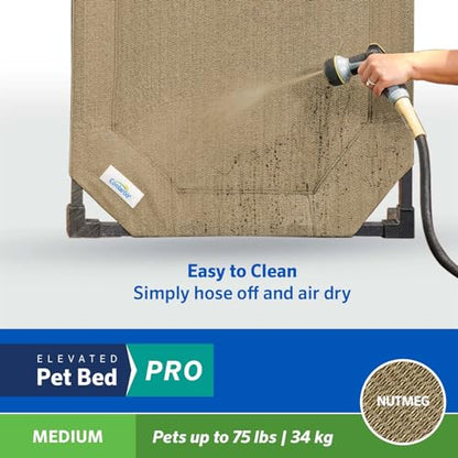 Coolaroo Pro Elevated Dog Bed - Low-Profile Access, Moisture-Resistant Cover, Breathable Fabric & Tool-Free Setup, Nutmeg, Medium - color: Nutmeg, size: Medium