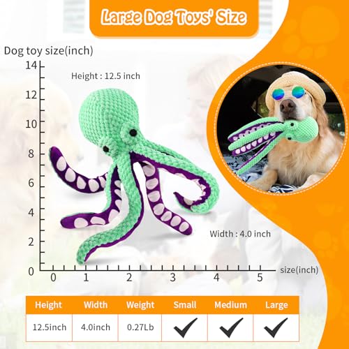 Fuufome Large Squeaky Dog Toys- Plush Dog Toys with Soft Fabric for Small, Medium, and Large Dogs Daily Companionship, Training Reward Gift - color: Green
