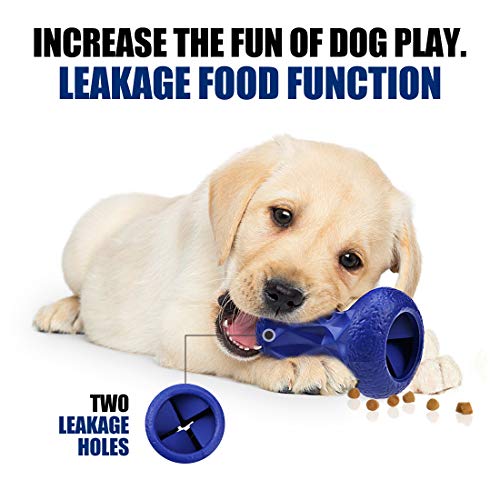 Rubber Dog Toys Treat Dispensing - Super Tough Treat Toys for Aggressive chewers Large Breed Durable Dog Toys IQ Training (Blue) - color: Prussian Blue, size: Large