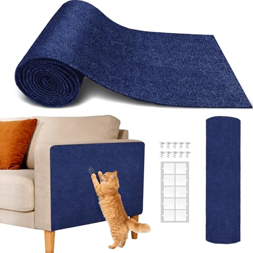 Cat Scratch Couch Protector 78.7"x15.8" – Self-Adhesive Furniture Protector from Cat Scratching, DIY Couch & Wall Shield, Trimmable Anti Scratch Mat for Indoor Sofa Bed Carpet，Navy - color: Navy, size: 78.7x15.8Inch