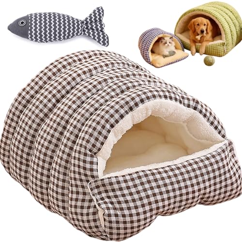Cat Bed, 2026 New Upgrated Warm Cat Bed for Winter, 360° Nesting Design, Snuggle Season Just Got Fluffier, Calming Plush Anti-Anxiety Cuddler Beds with Removable Cushioned (Brown,M) - color: Brown, size: M